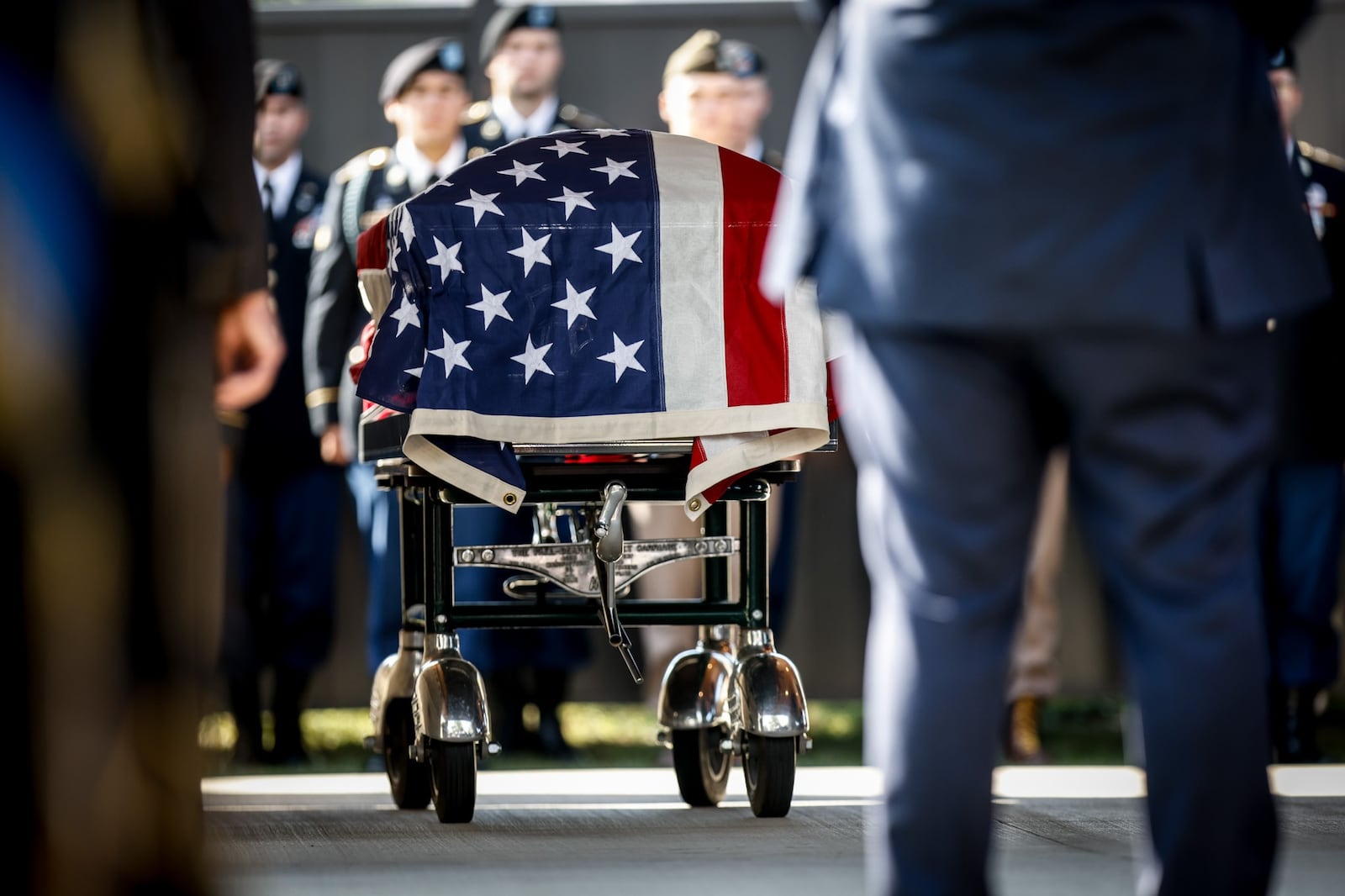 Sugarcreek Twp. resident and World War II veteran, James "Pee Wee" Martin was laid to rest Wednesday Sept. 21, 2022, at the Dayton National Cemetery. As a member of the 101st Airborne Division, known as the “Screaming Eagles,” he parachuted into Normandy on June 5, 1944, one of the first American forces to land. JIM NOELKER/STAFF