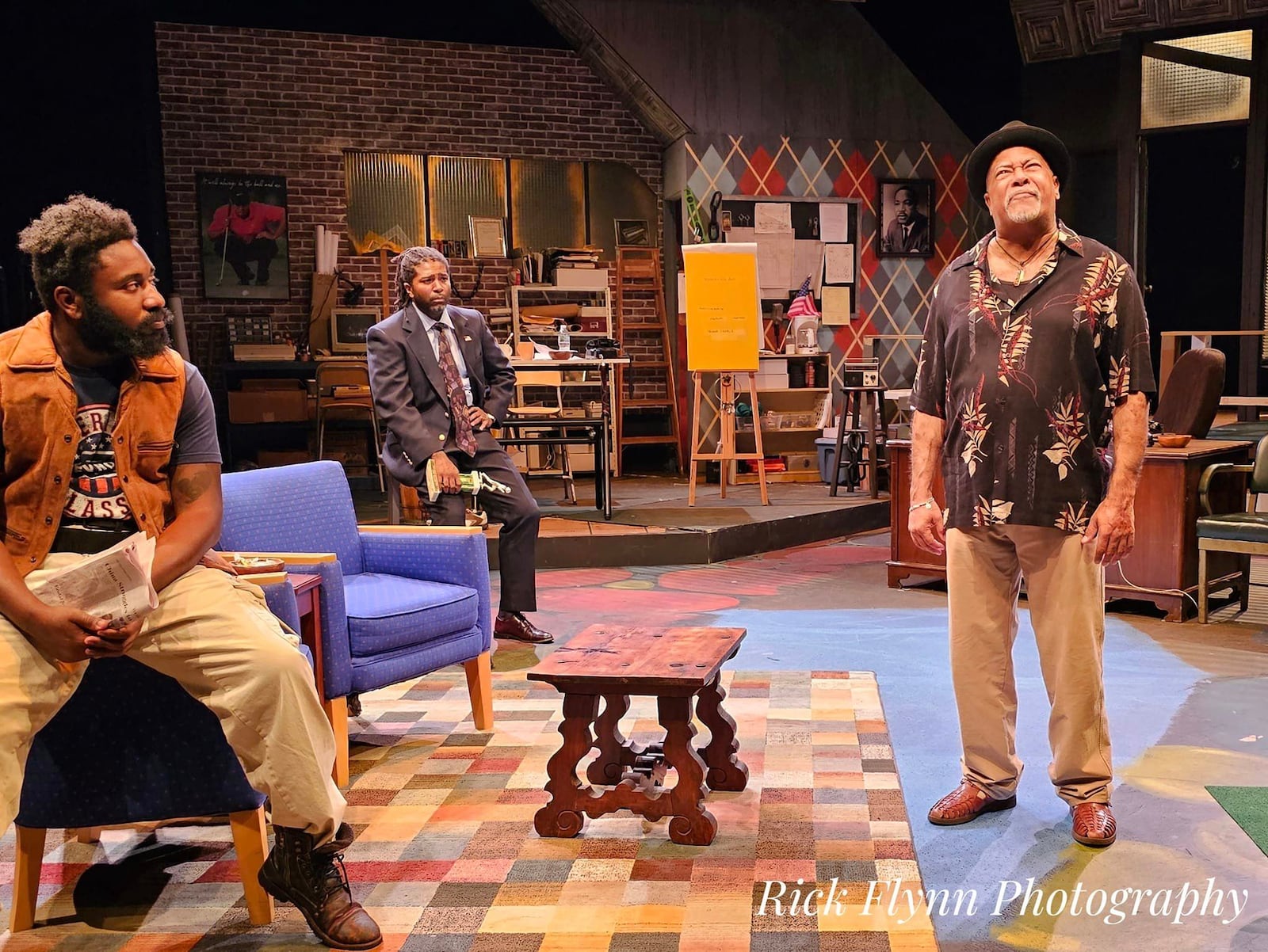 Left to right: Andre Tomlinson (Sterling Johnson), S. Francis Livisay (Harmond Wilks) and Franklin Johnson (Elder Joseph Barlow) in Dayton Theatre Guild's production of "Radio Golf." PHOTO BY RICK FLYNN PHOTOGRAPHY