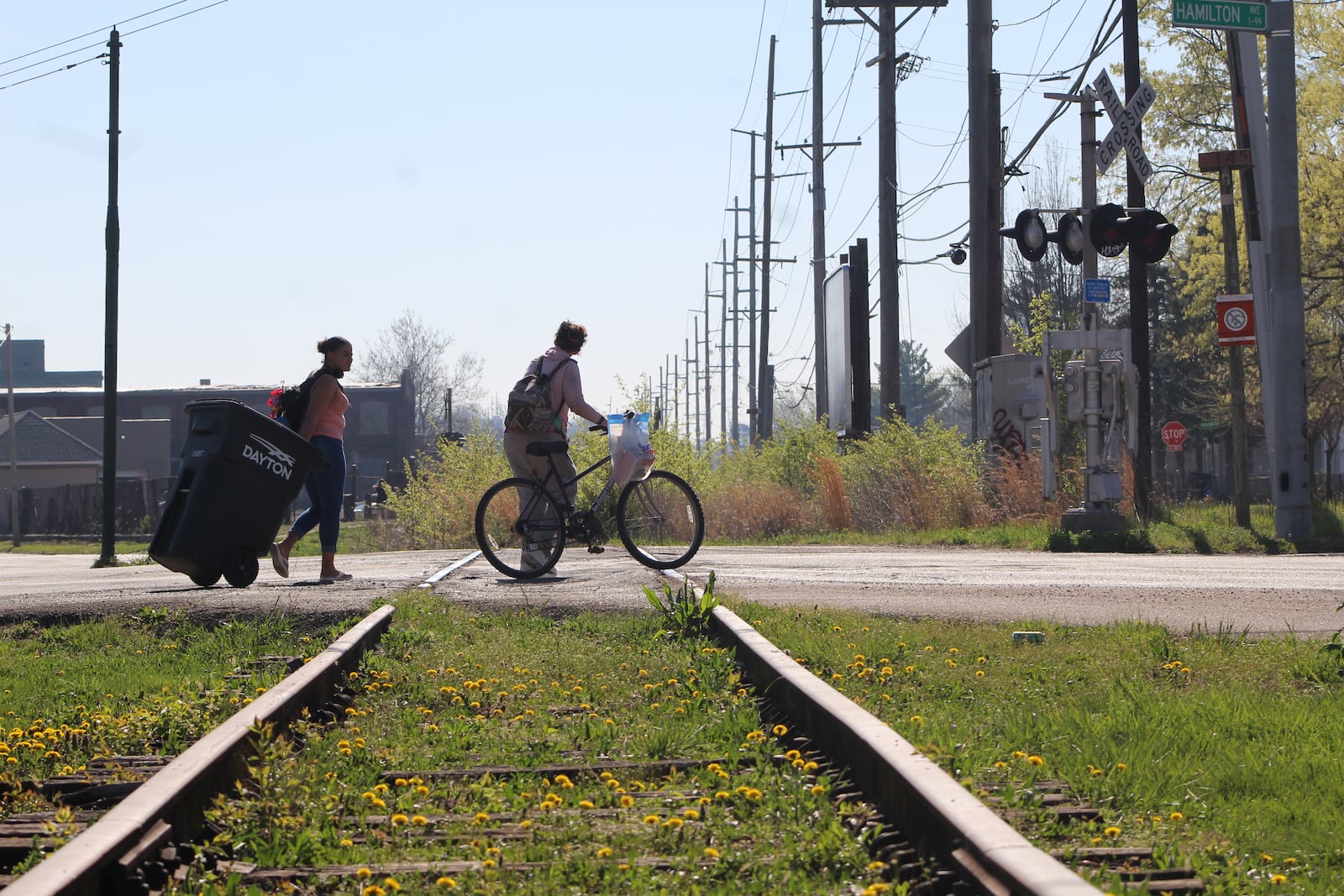 An abandoned Norfolk Southern rail line in East Dayton that the city of Dayton wants to convert into a recreational trail called the Flight Line. CORNELIUS FROLIK / STAFF