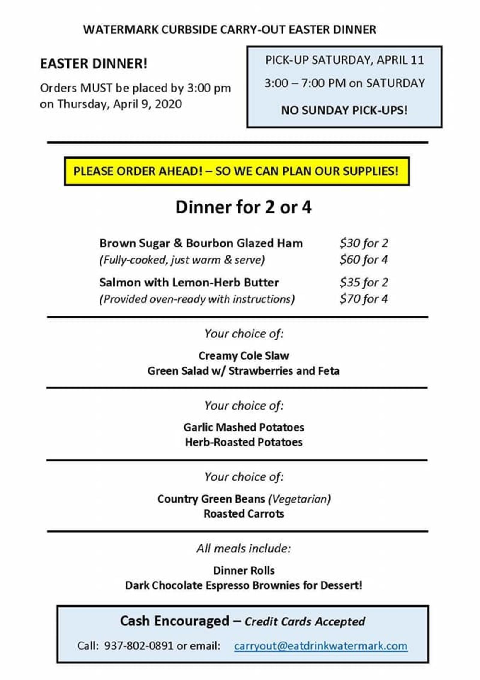 These are the Dayton-area restaurants and grocery stores offering Easter dinners amid the coronavirus pandemic.