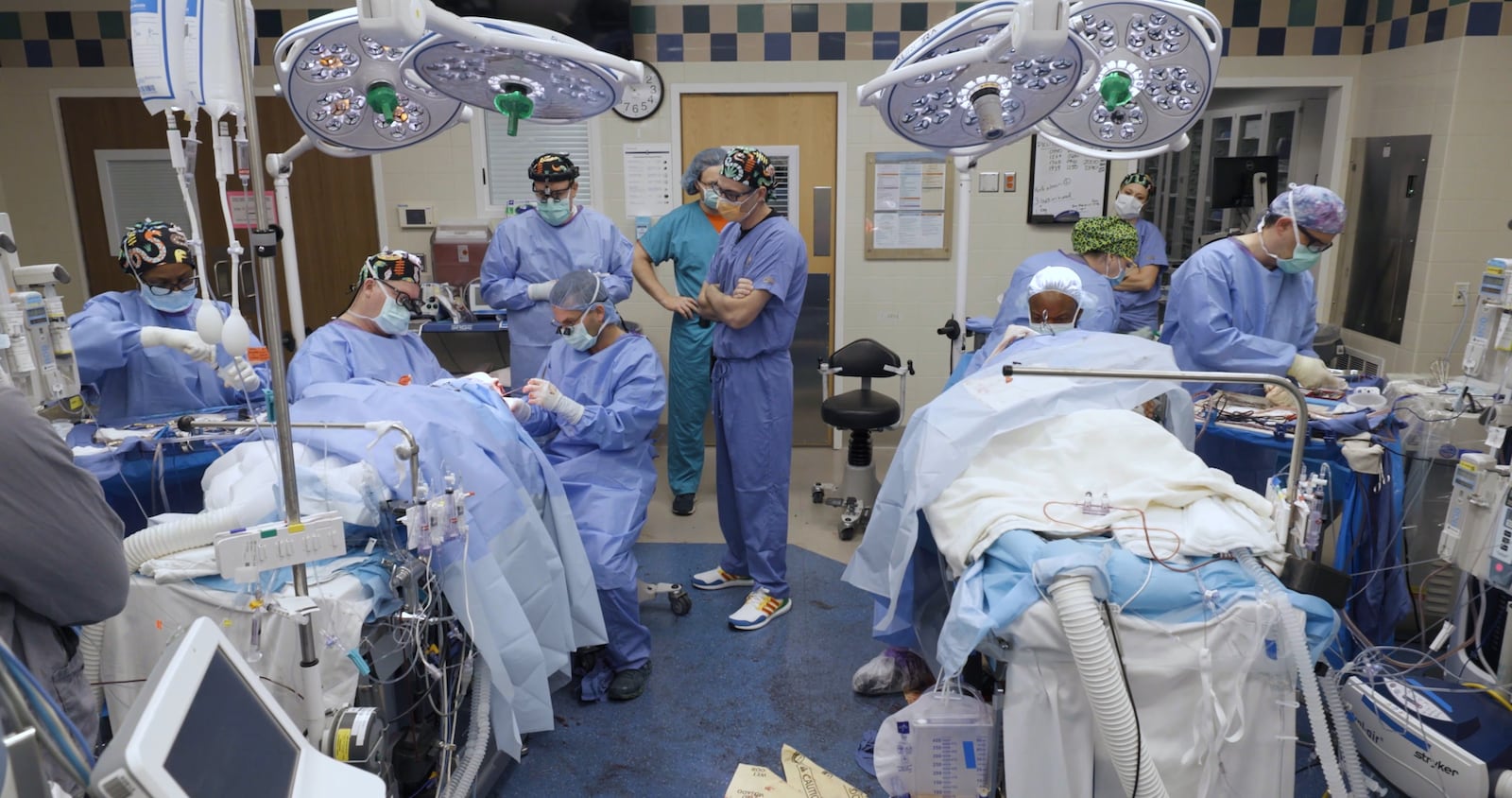 The surgical team at Dayton Children's, including Dr. Robert Lober, pediatric neurosurgeon for Dayton Children’s, during one of the surgeries for conjoined twins Pedro and Augusto. COURTESY OF DAYTON CHILDREN'S