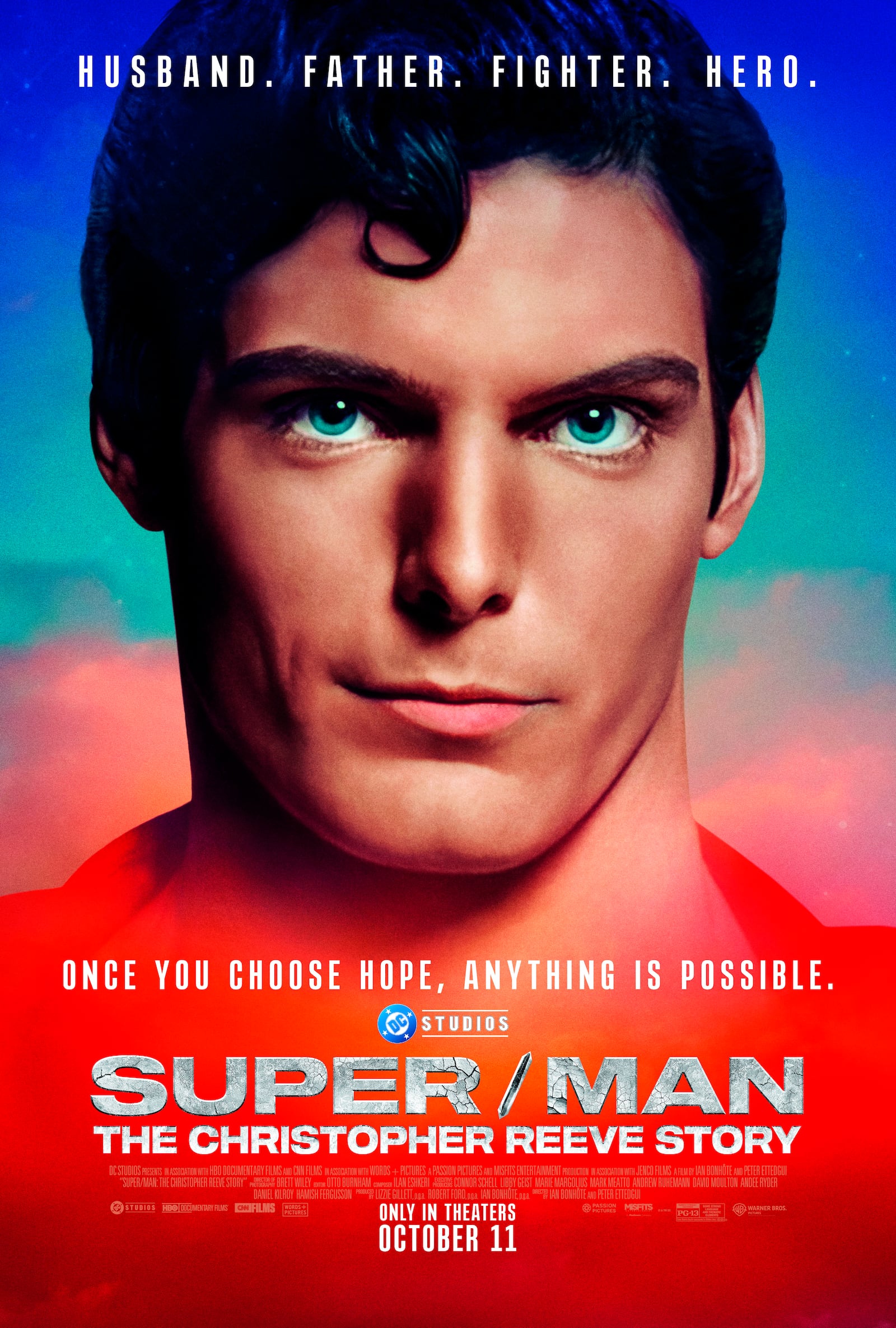 This image released by Warner Bros. Pictures shows promotional art for the documentary "Super/Man: The Christopher Reeve Story." (Warner Bros. Pictures via AP)