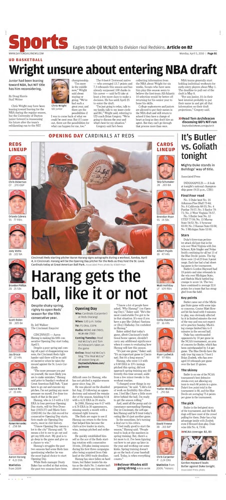 Reds Opening Day pages