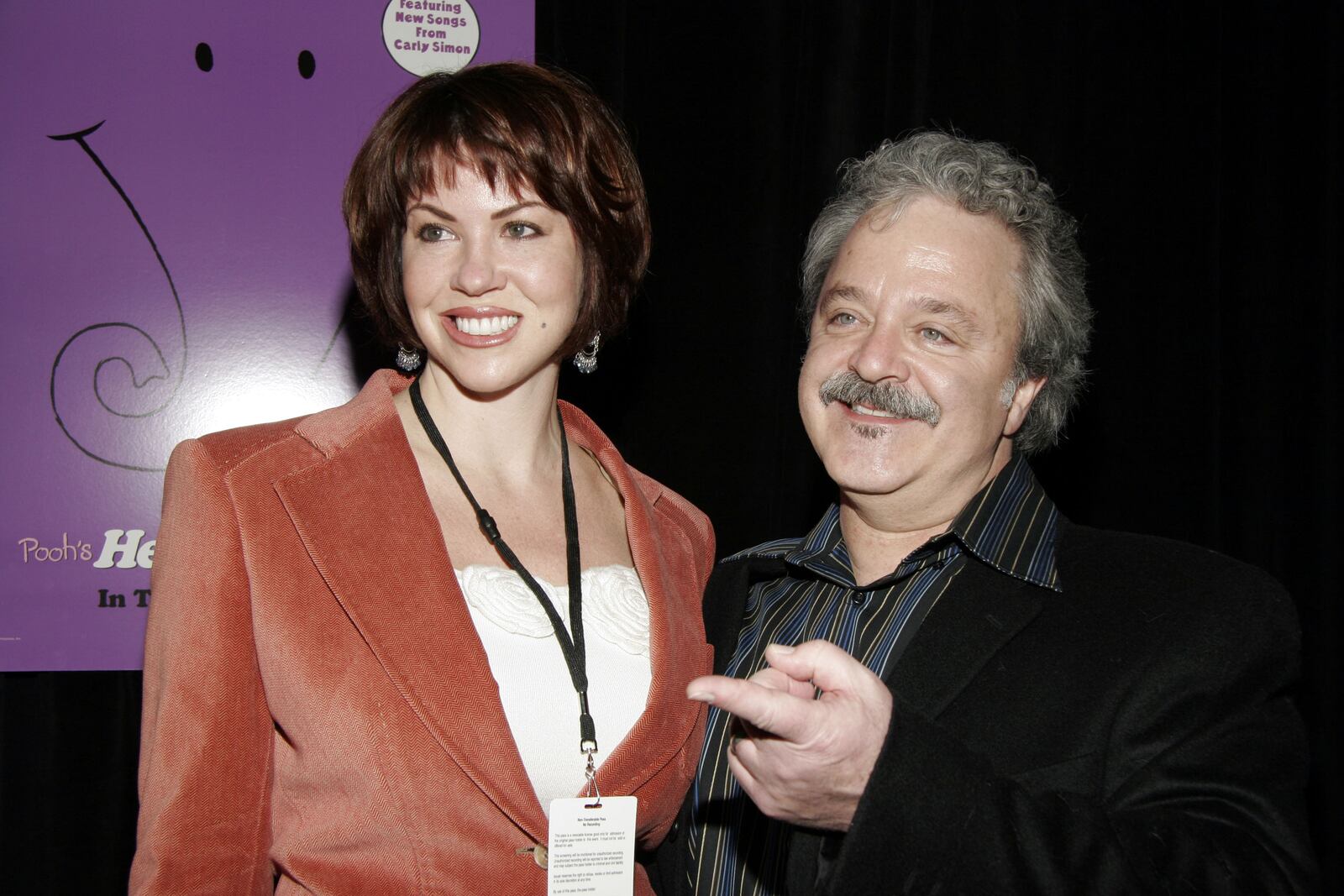 NEW YORK - FEBRUARY 5:   Actor Jim Cummings (voice of Pooh and Tigger) and his wife Stevie pose for a photo during the premiere of "Pooh's Heffalump Adventure" at Loew's theater February 5, 2005 in New York City.  (Photo by Fernando Leon/Getty Images)