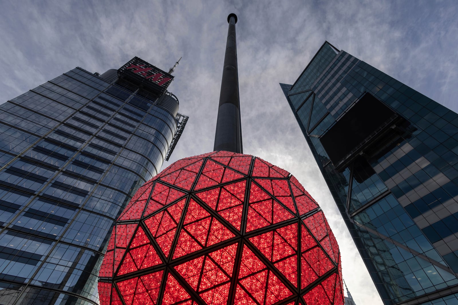 Times Square New Year's Eve Ball is displayed at One Times Square, Friday, Dec. 27, 2024, in New York. (AP Photo/Yuki Iwamura)