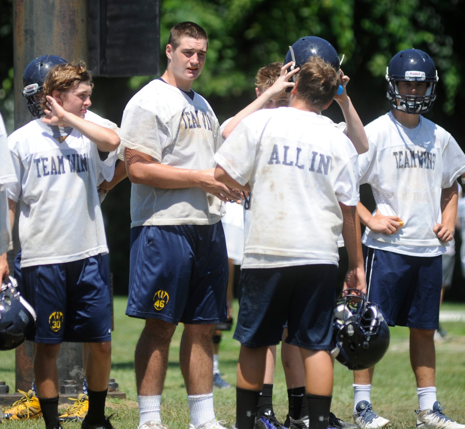 Oakwood High School senior Michael Hoecht (second from left) is shown in 2015. DDN FILE