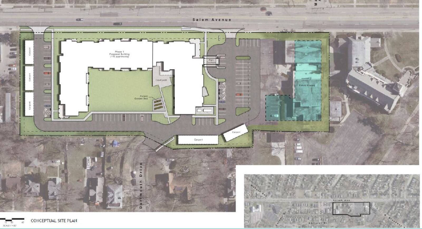 A conceptual site plan for new housing on the 1000 block of Salem Avenue in northwest Dayton. CONTRIBUTED