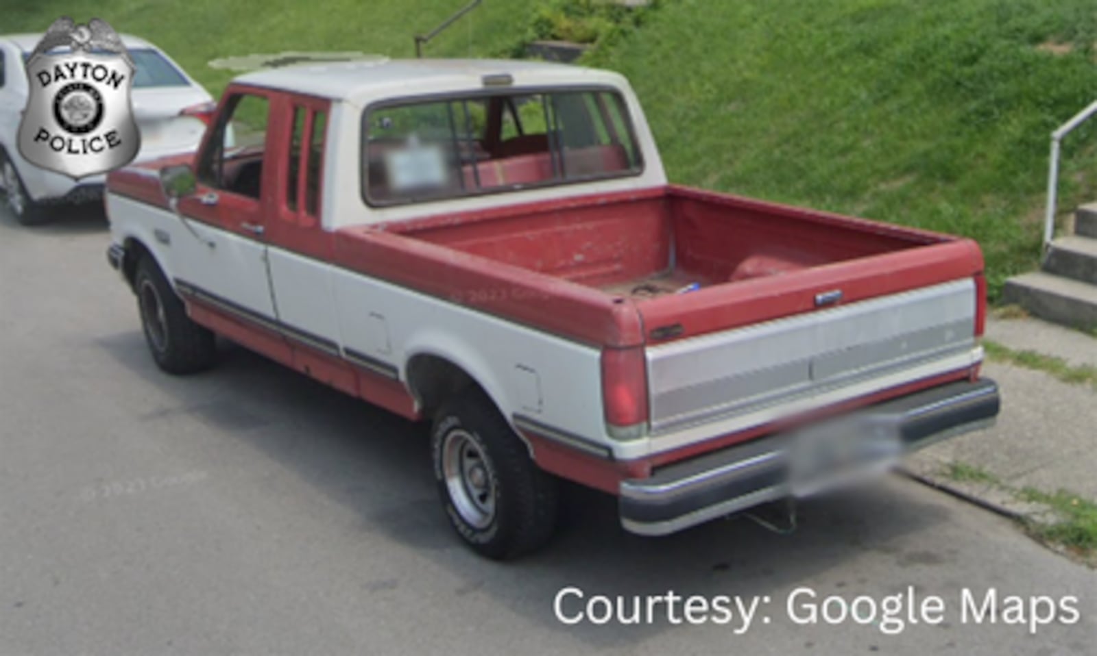 The Dayton Police Department is trying to find an older model red and white Ford pickup truck in connection to a homicide investigation.