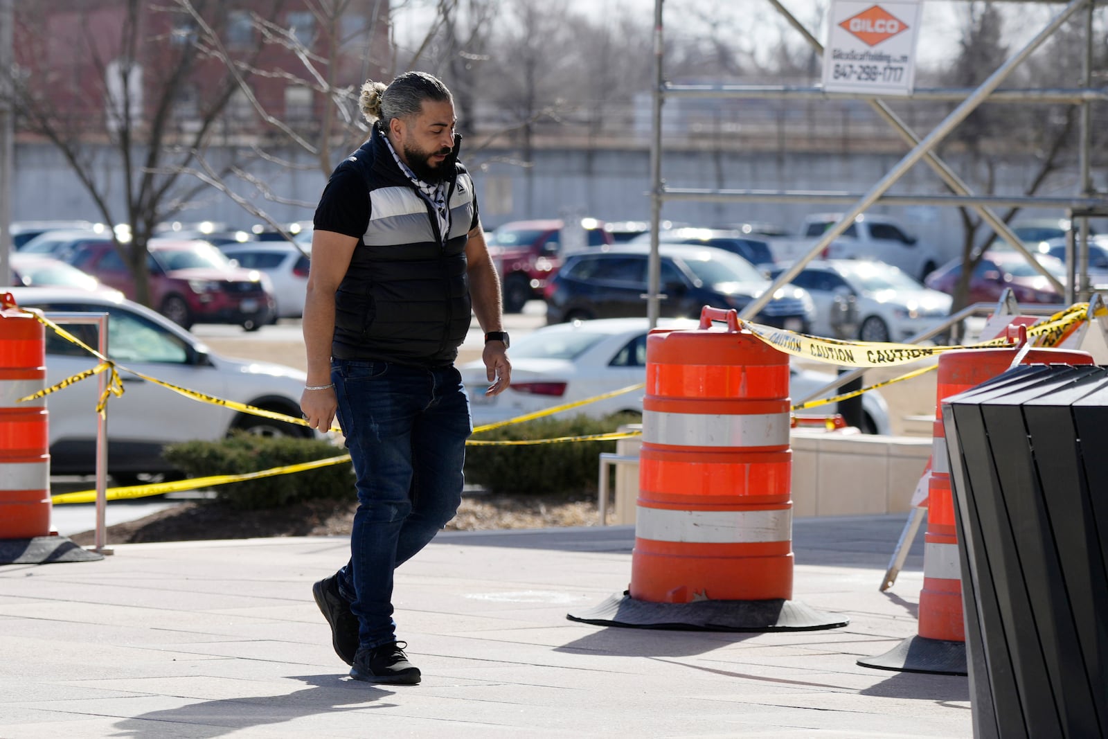 Odai Alfayoumi, father of 6-year-old Palestinian boy Wadee Alfayoumi, arrives the Will County Courthouse for the verdict in the trial of Joseph Czuba, Friday, Feb. 28, 2025, in Joliet, Ill. (AP Photo/Nam Y. Huh)