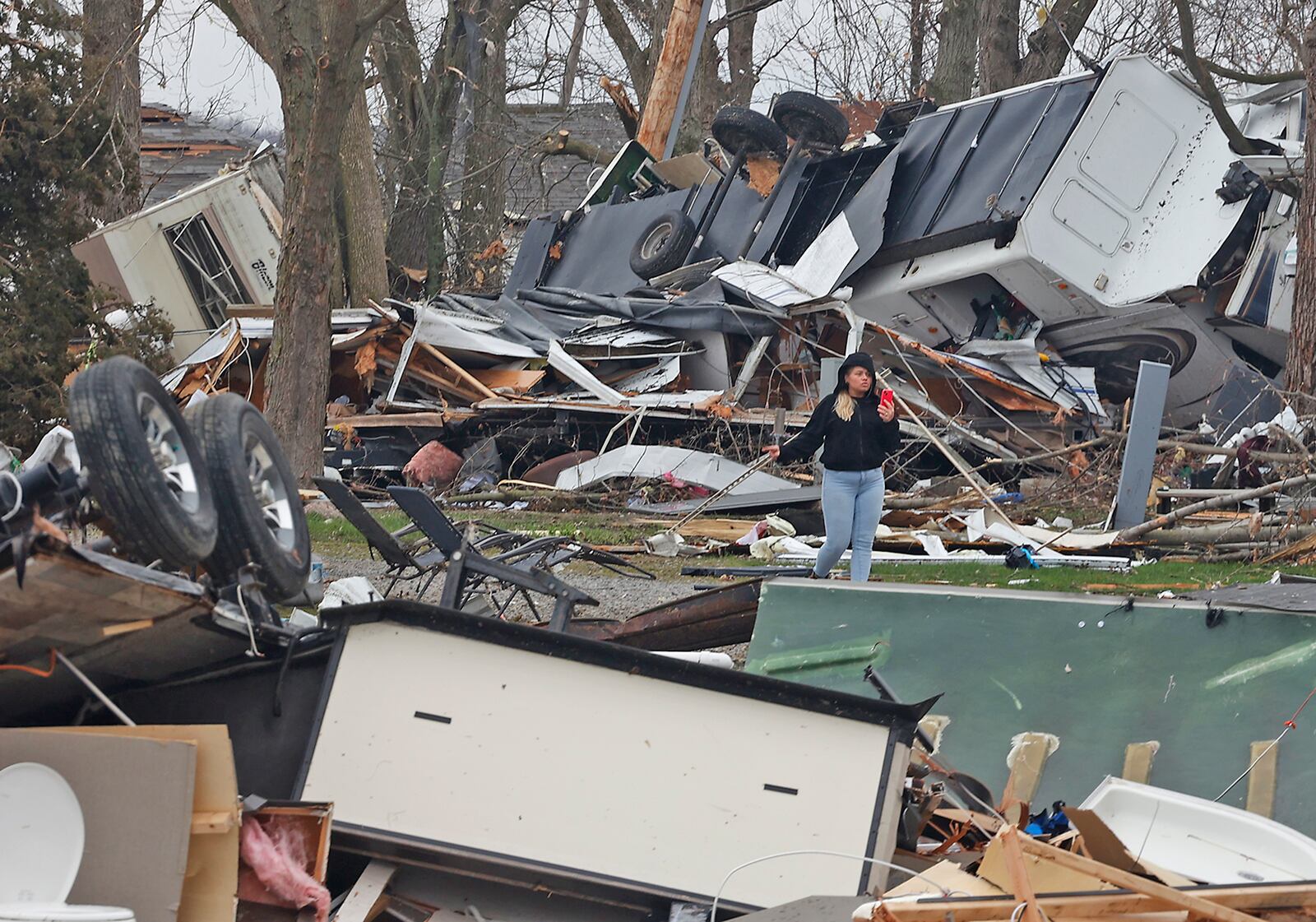 Tornado damage in Lakeview Friday, March 15, 2024. BILL LACKEY/STAFF