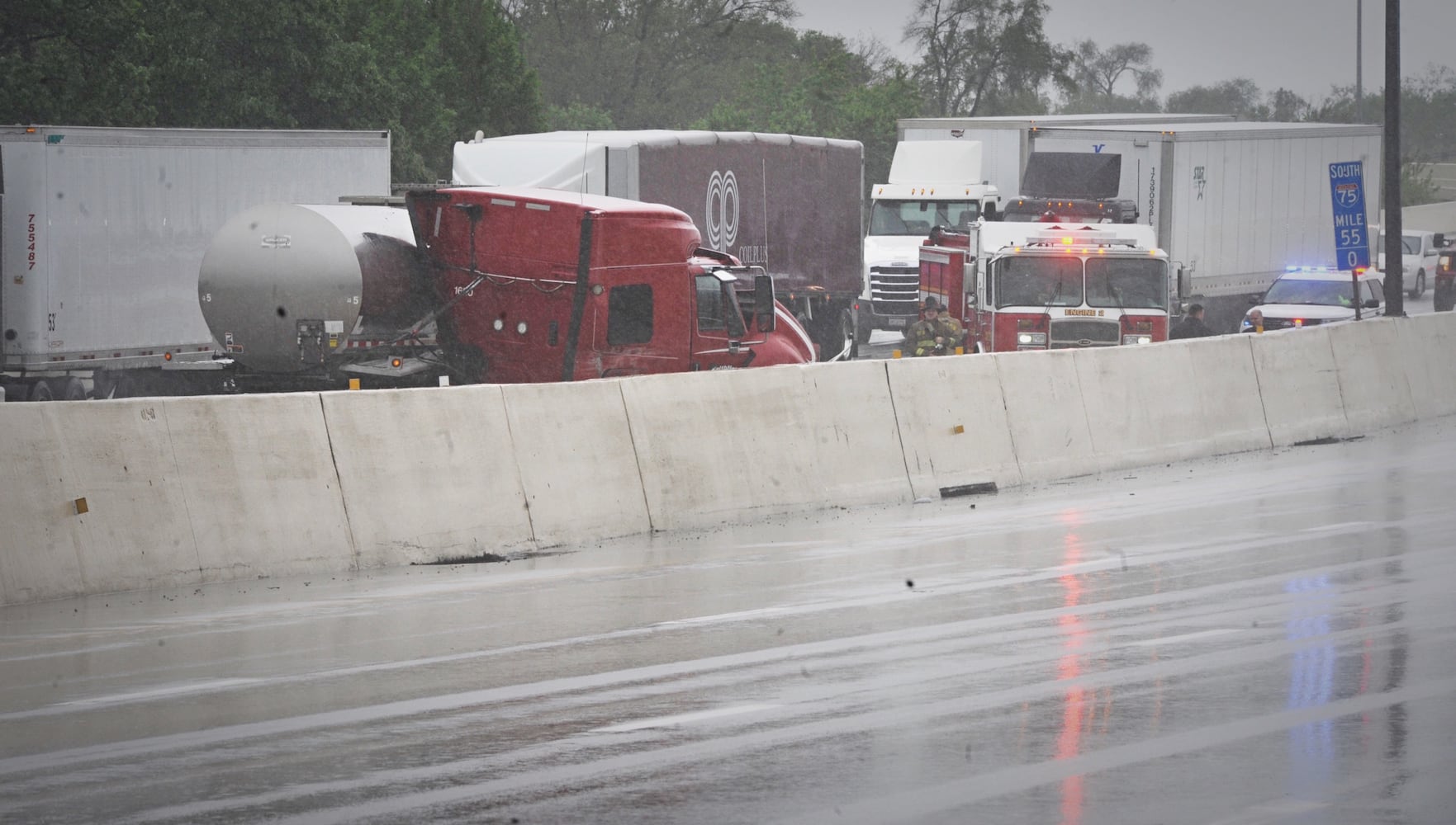 PHOTOS: Semi jackknifes on I-75 north near state Route 4