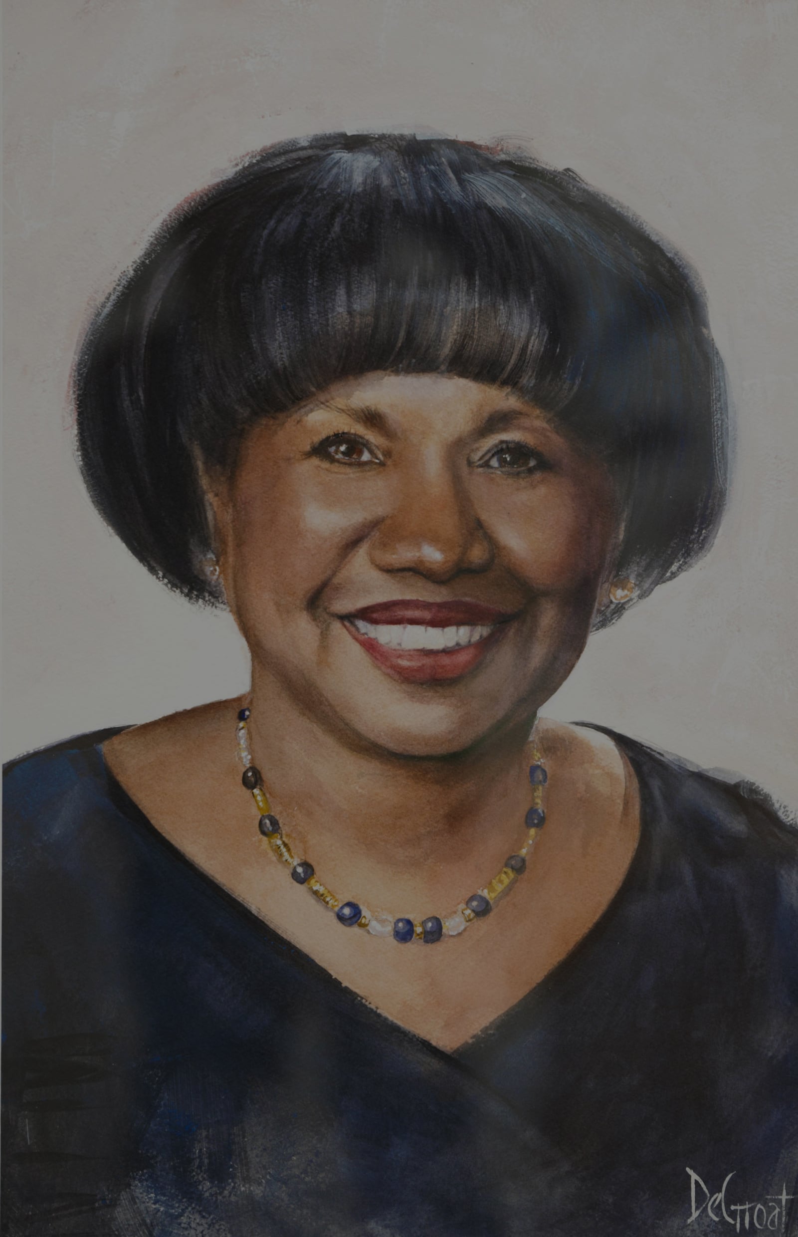 Karla Harshaw's portrait created by artist Gregg DeGroat for the 2023 Dayton Skyscrapers exhibit. CONTRIBUTED