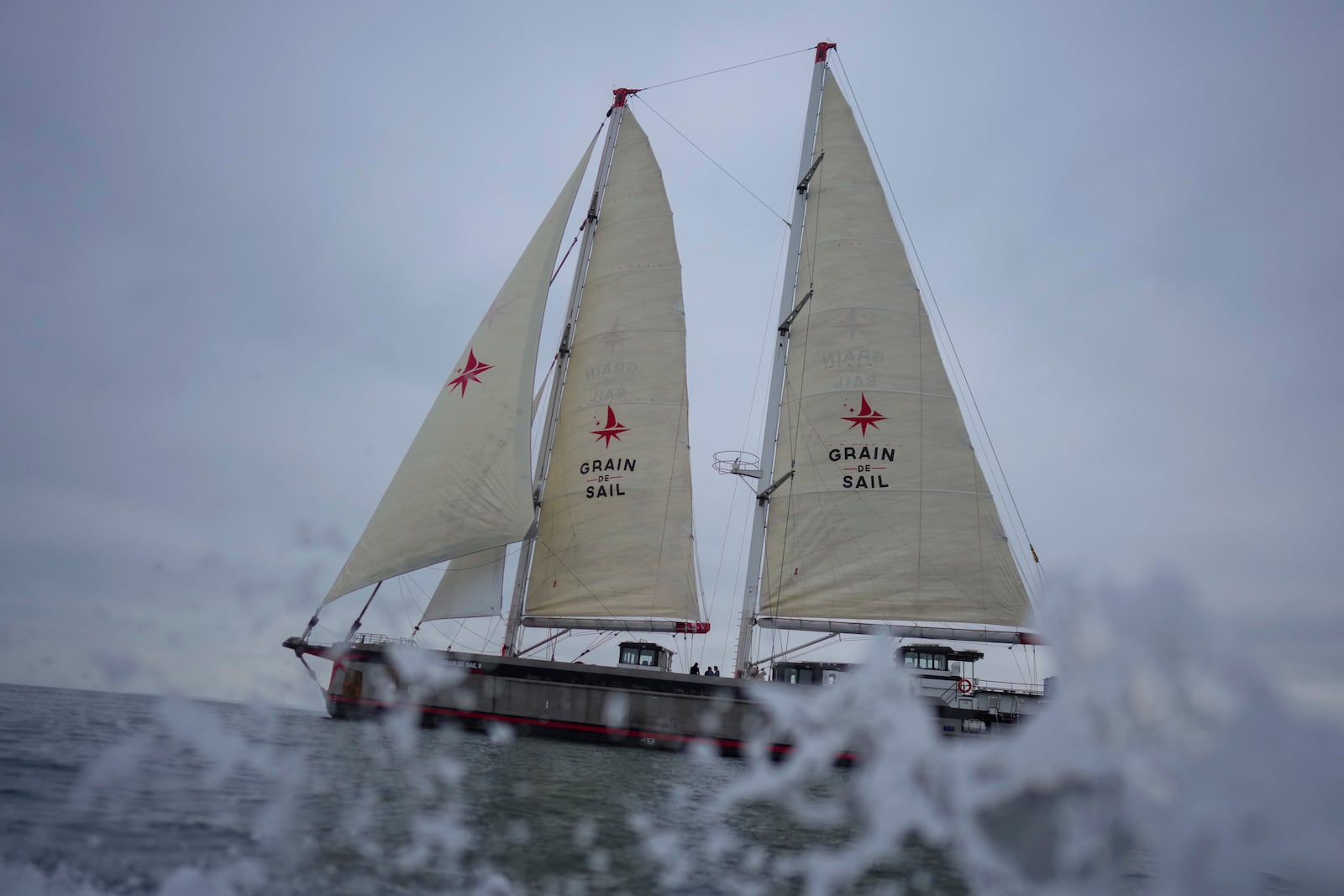 The sailboat 'Grain de Sail II' sails off Saint Malo, western France, Nov. 6, 2024. (AP Photo/Thibault Camus)