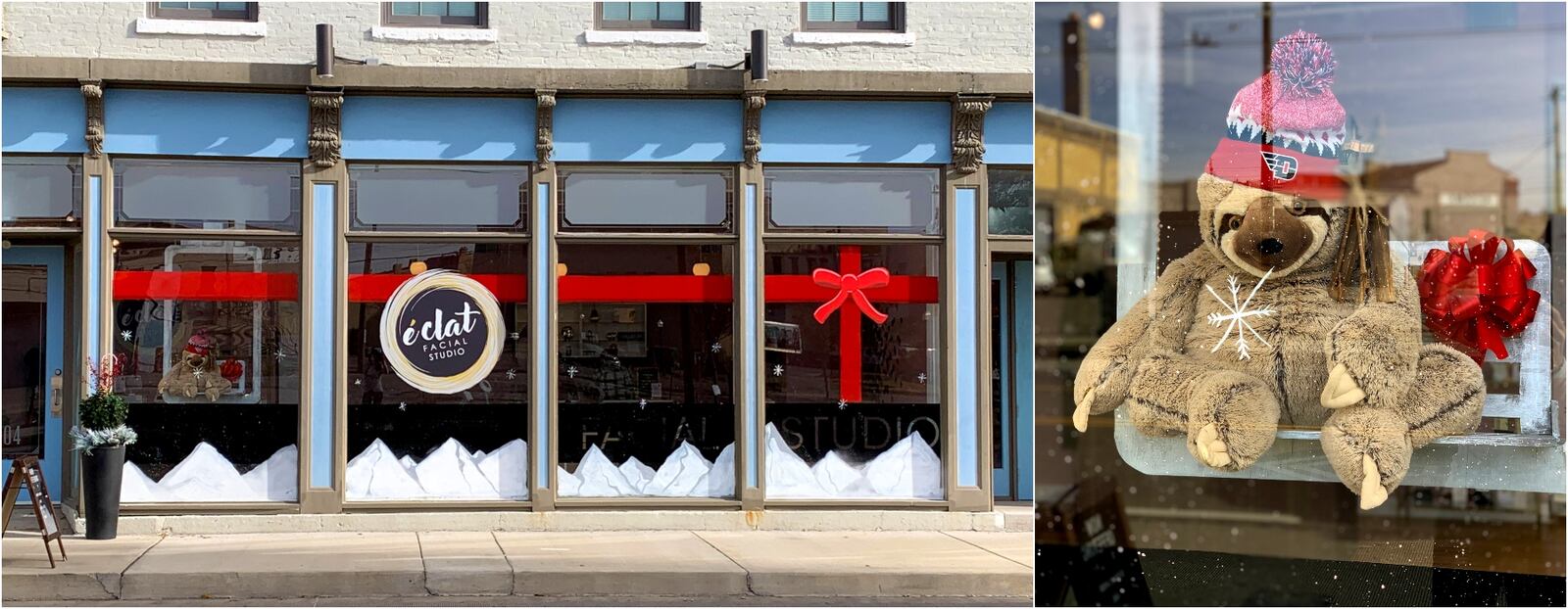 Éclat Facial Studio, entrant in the Whimsical Windows decorating contest put on by the Downtown Dayton Partnership in 2021.