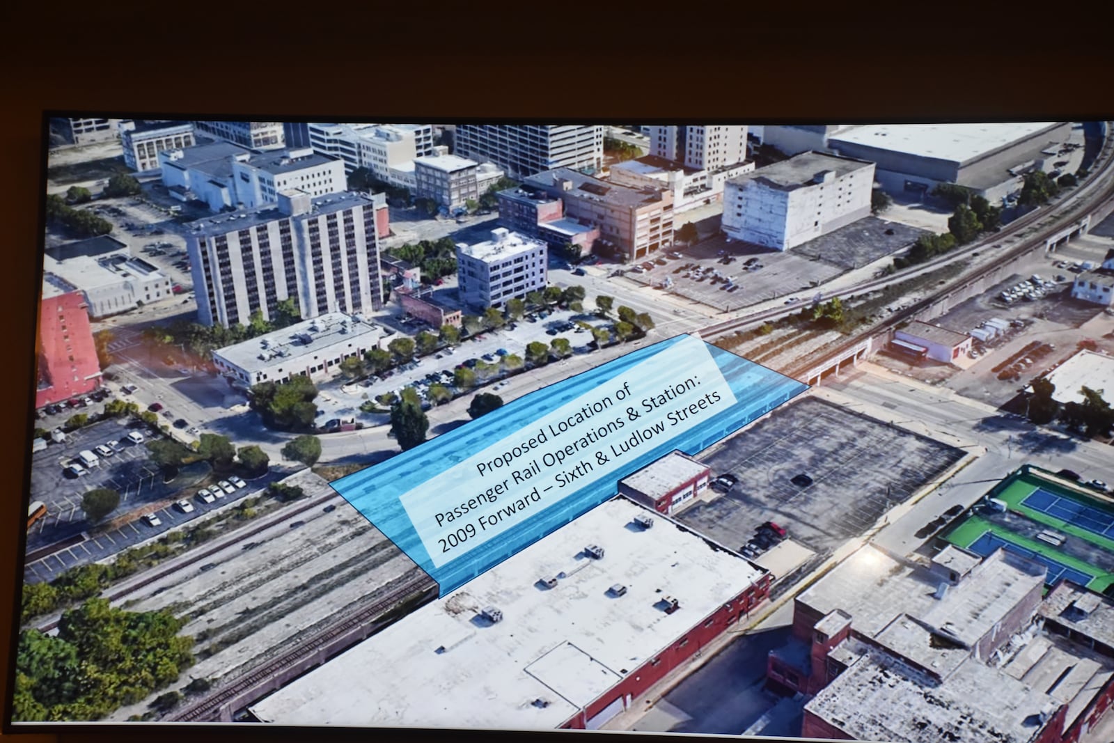 City of Dayton staff say there's only one place to put a new passenger rail station if new service were to launch in Ohio and that's at South Ludlow and West Sixth streets in downtown Dayton. CONTRIBUTED