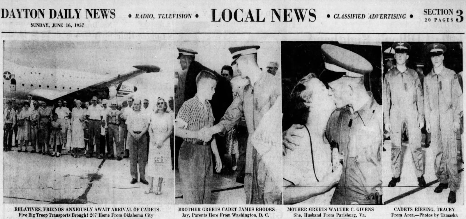 June 16, 1957 - 207 Air Force cadets visit base here. DAYTON DAILY NEWS ARCHIVES