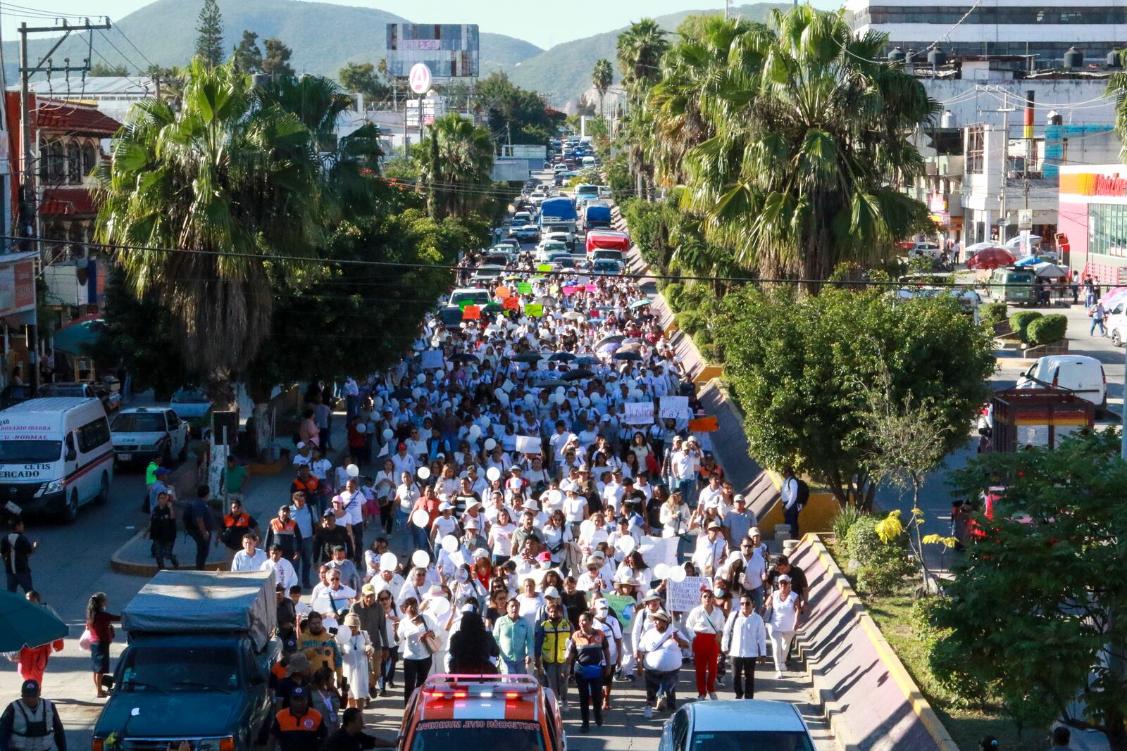 People attend a march to demand justice for murdered Mayor Alejandro Arcos in Chilpancingo, Guerrero state, Mexico, Thursday, Oct. 10, 2024. (AP Photo/Alejandrino Gonzalez)