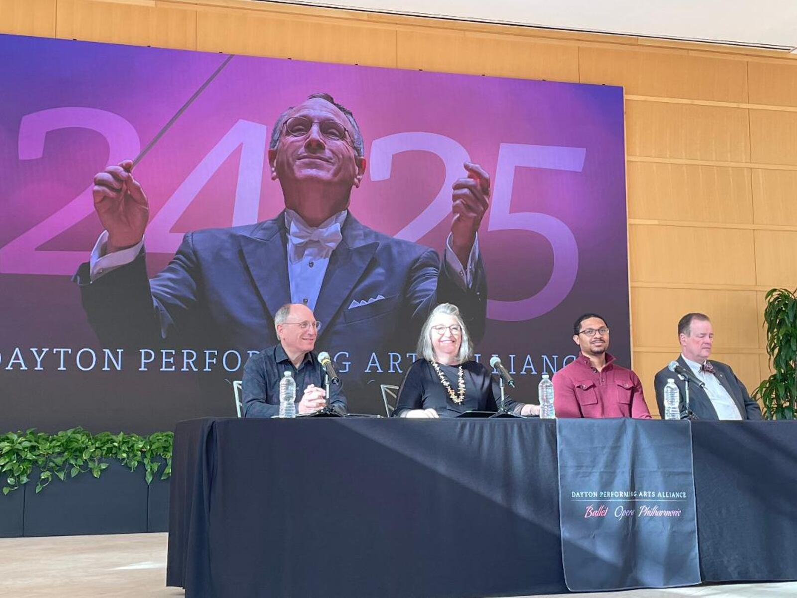 Left to right: Dayton Performing Arts Alliance leadership: Dayton Philharmonic Artistic and Conductor Neal Gittleman, Dayton Opera Artistic Director Kathleen Clawson, Dayton Ballet Artistic Director Brandon Ragland, and President and CEO Patrick Nugent. PHOTO BY RUSSELL FLORENCE JR.