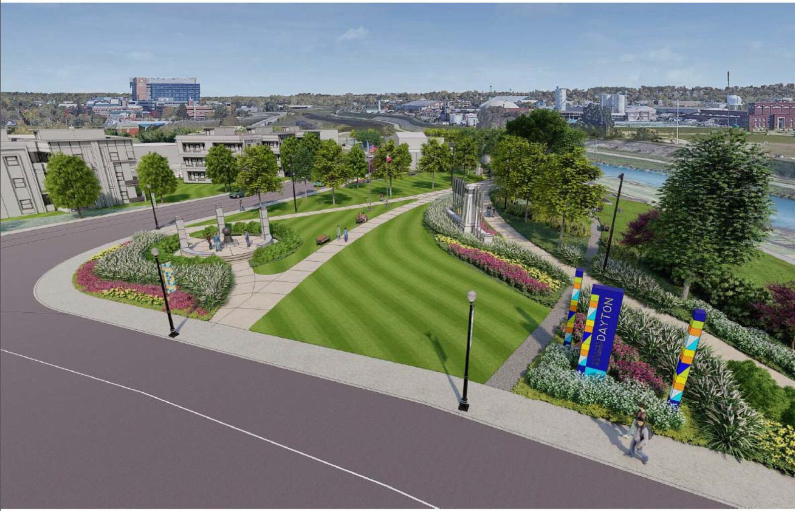 A concept rendering of what the Point park could look like at the intersection of Valley and North Keowee streets in Old North Dayton. CONTRIBUTED