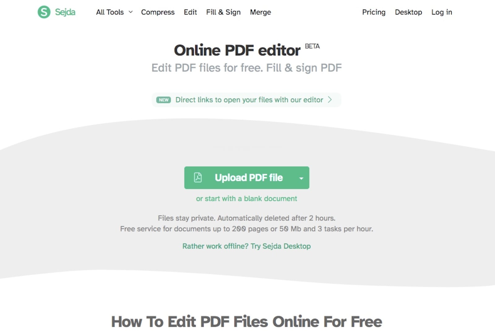 Sejda free PDF editor