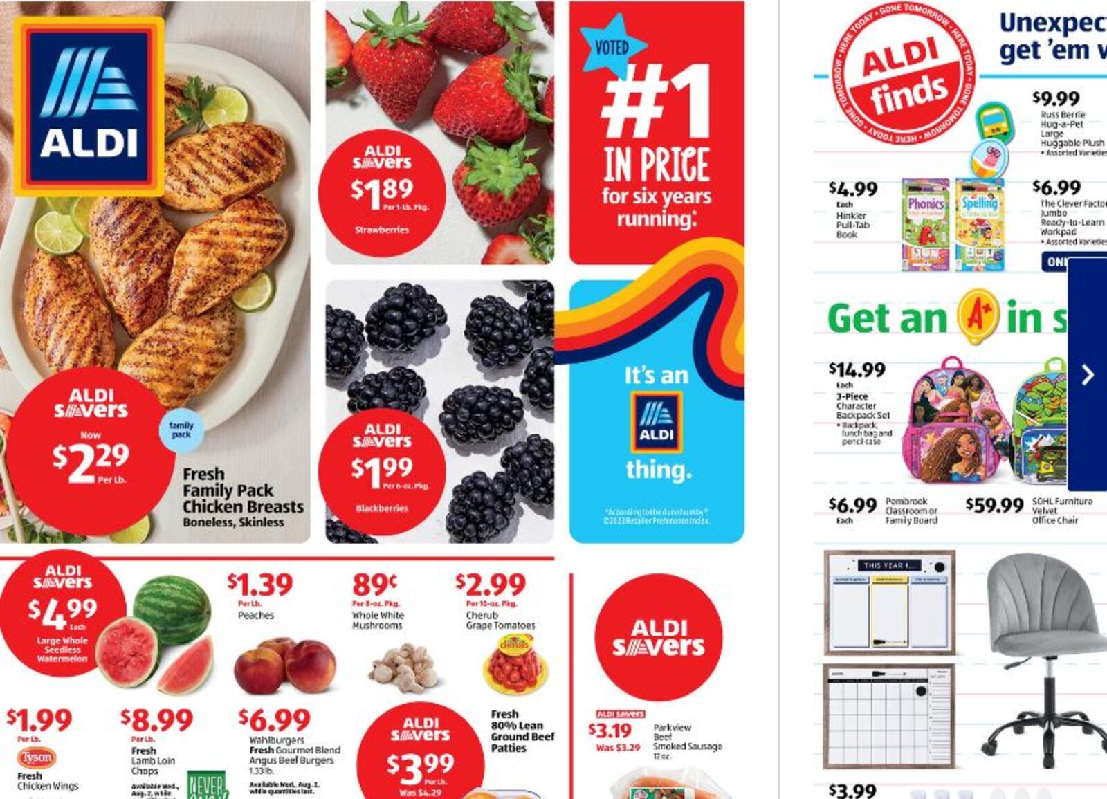 Aldi sales flyer showing deals