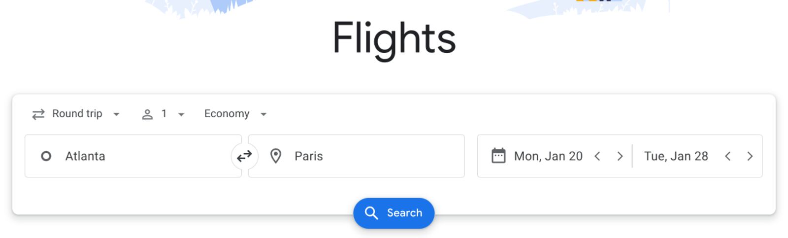 Google Flights screenshot