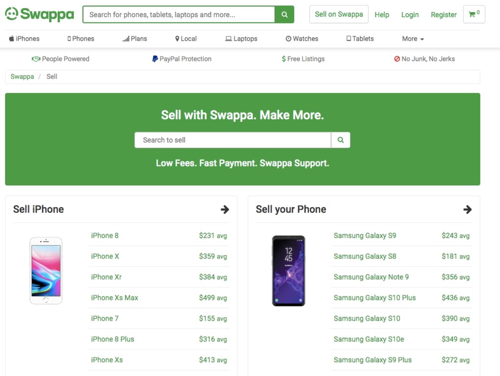 Screenshot of Swappa's website when a seller first creates a listing.