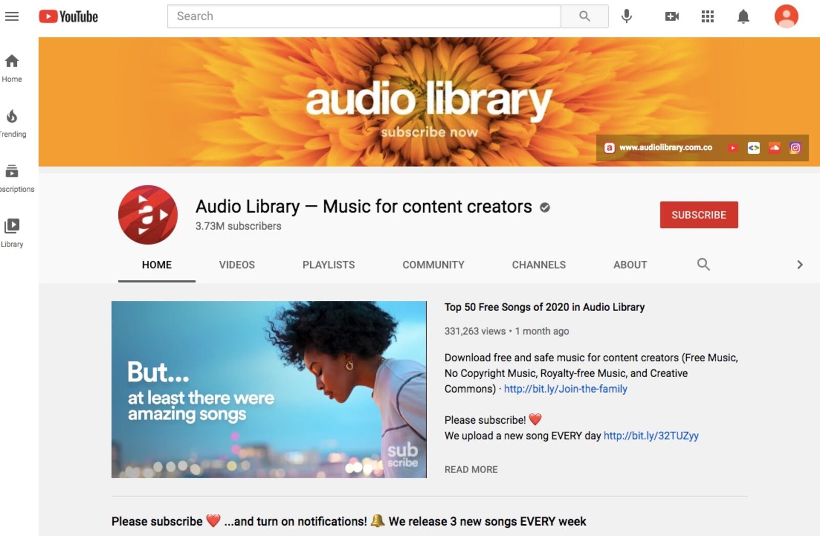 YouTube royalty-free music