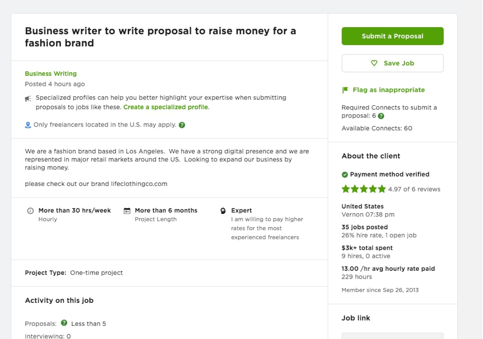 Applying to jobs on Upwork - submitting a proposal