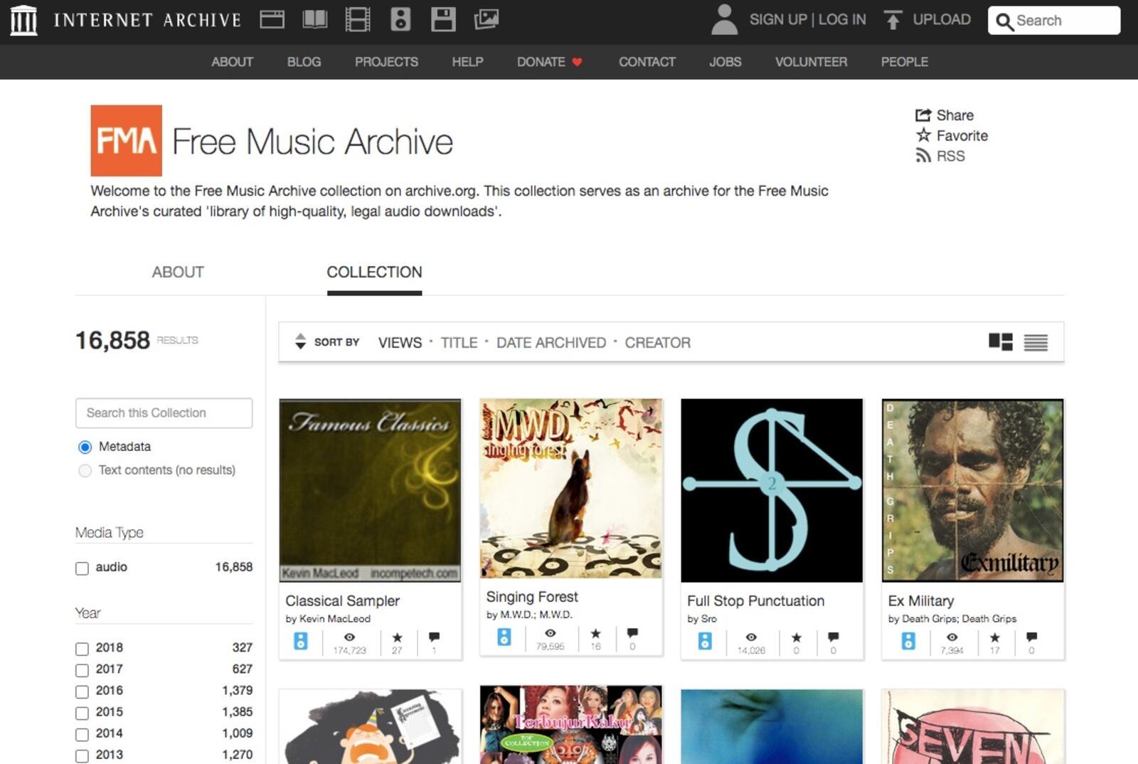 Free music archive royalty-free music website screenshot