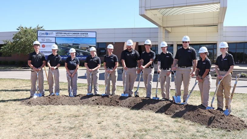 Students at the Upper Valley Career Center in Piqua take part in groundbreaking ceremonies Sept. 4 for the school's multimillion-dollar expansion and renovation project. CONTRIBUTED PHOTO