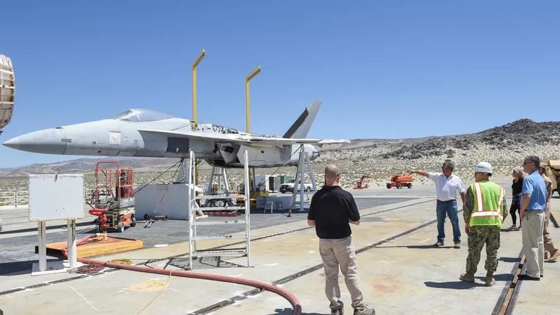 U.S. Sailors and civilians view a test site on Naval Air Weapons Station China Lake in 2019. (U.S. Navy photo by Mass Communication Specialist 3rd Class Jeffery L. Southerland)