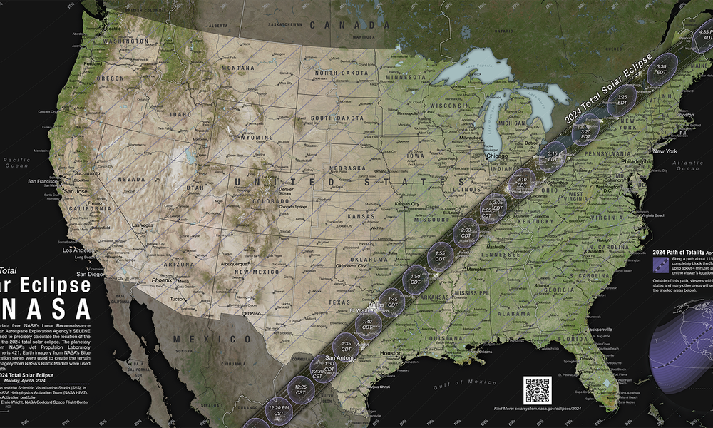 NASA has provided a total solar eclipse path map on its website. CREDIT: https://svs.gsfc.nasa.gov/