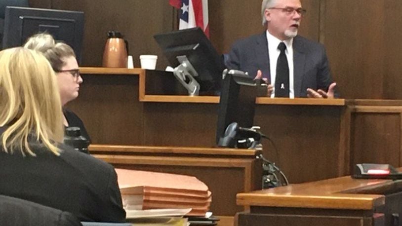 West Carrollton Chief Code Enforcement Officer Carl Enterman testifies for the state Wednesday. He was the third state witness Wedneday in the trial against businessman Steve Rauch, accused of illegal dumping. NICK BLIZZARD/STAFF