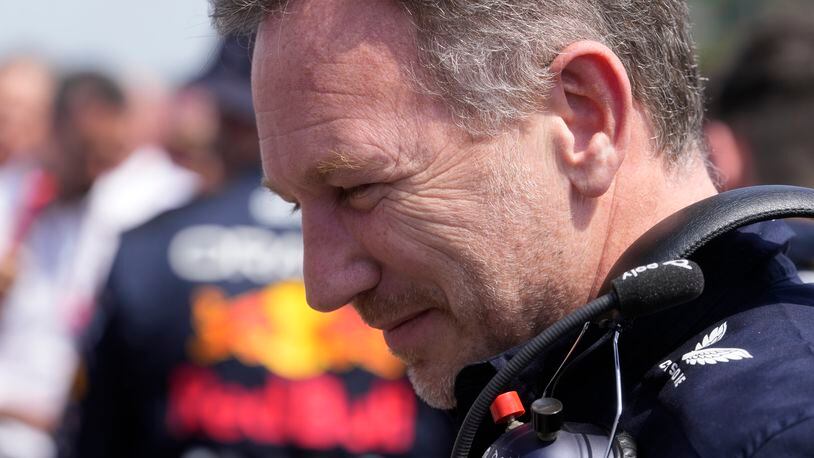 Red Bull team principal Christian Horner is on the starting grid before the Italy's Emilia Romagna Formula One Grand Prix race at the Dino and Enzo Ferrari racetrack in Imola, Italy, Sunday, May 19, 2024. (AP Photo/Luca Bruno, Pool)