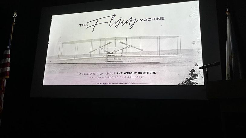 A shot from the fanfare showed for The Flying Machine, the latest project planned by Dayton-area filmmaker Allen Farst, who wants to make the first full-length feature film about the Wright Brothers, based on the Tom Crouch biography, "The Bishop's Boys." THOMAS GNAU/STAFF