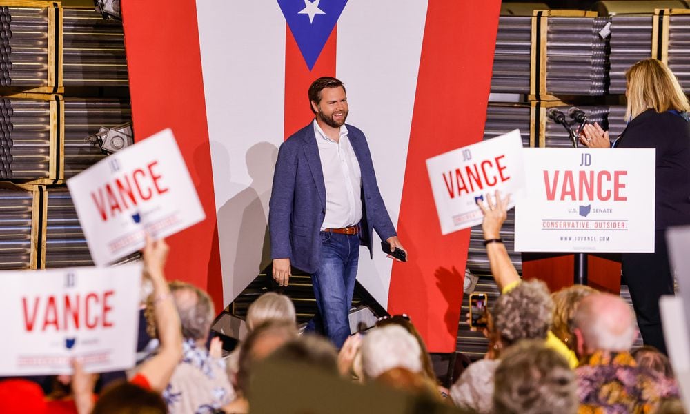 Middletown native J.D. Vance announced his bid for U.S. Senate during an event at Middletown Tube Works with over 400 people in attendance Thursday, July 1, 2021 in Middletown. NICK GRAHAM / STAFF