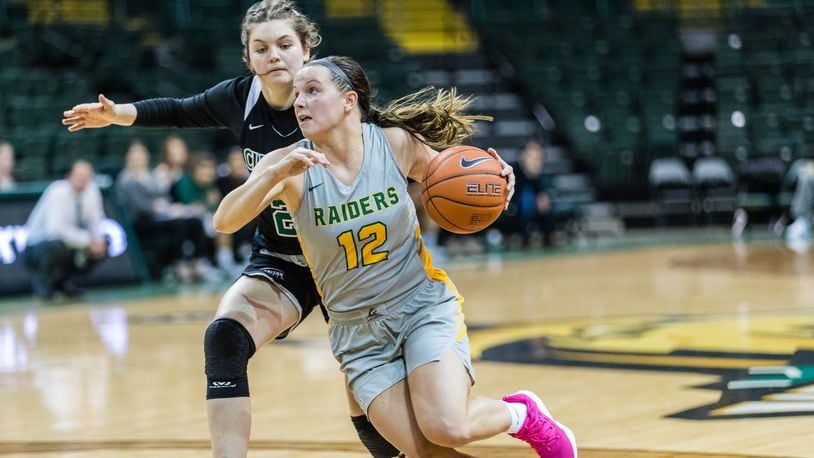 Wright State’s Mackenzie Taylor drives for a bucket against Cleveland State during a game earlier this season at the Nutter Center. CONTRIBUTED