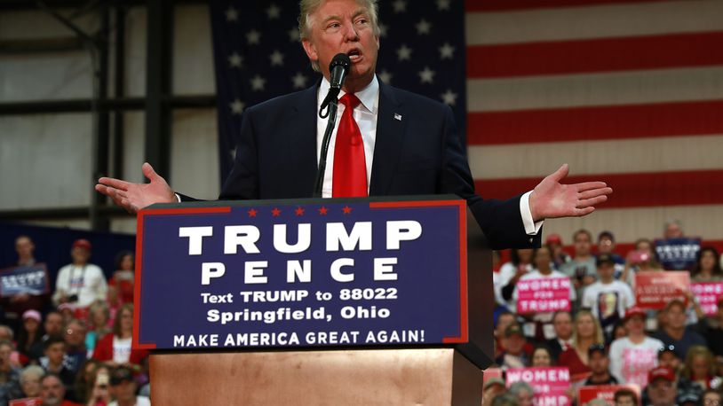 Donald Trump speaks during a 2016 Springfield rally at the Clark County Fairgrounds. Bill Lackey/Staff