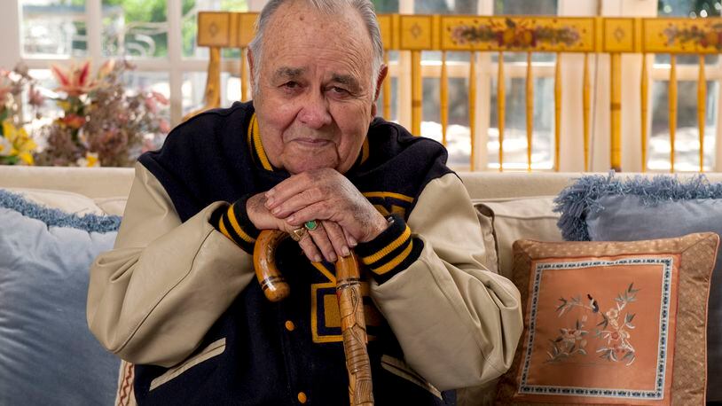 Former Springfield resident Jonathan Winters sports the Wildcat blue jacket at his home in Montecito, Calif., in this 2011 file photo. The legendary comedian, who died in 2013, is the subject of a program by the Clark County Historical Society on Wednesday, April 12, 2023, that will include some recently rediscovered interviews he did about his time in Springfield. Photo by Michael Moriatis, special to the News-Sun