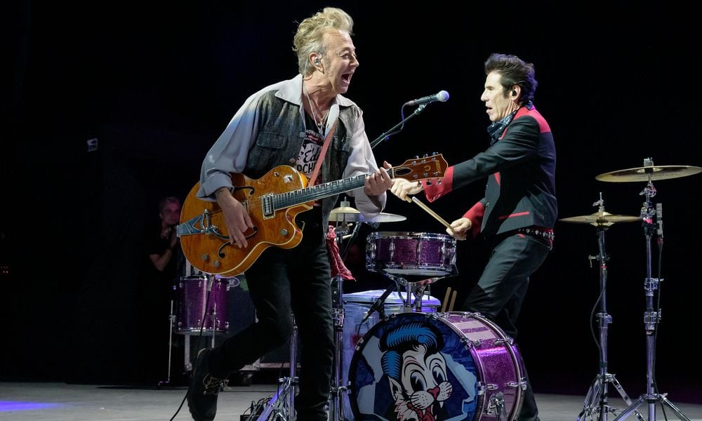 Legendary rockabilly band Stray Cats brought their first tour in five years to the Rose Music Center at The Heights on Monday, Aug. 12, 2024. The Midnight Cowgirls opened the show. TOM GILLIAM / CONTRIBUTING PHOTOGRAPHER