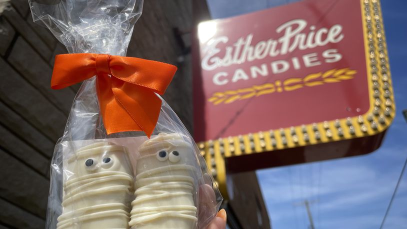 Esther Price Candies is ready for the fall season with milk chocolate covered apples and other Halloween-inspired treats. NATALIE JONES/STAFF