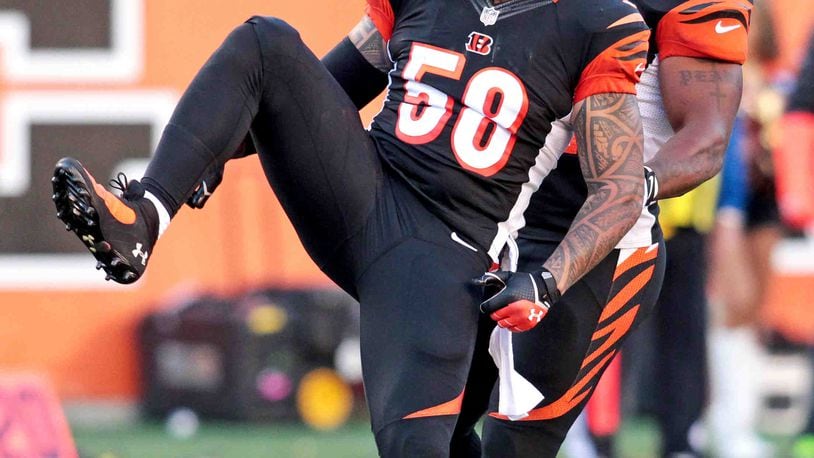 Cincinnati Bengals linebacker Ray Maualuga (58) during a time out