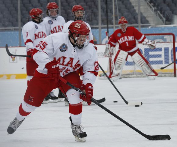 Miami Hockey Practices at Soldier Field