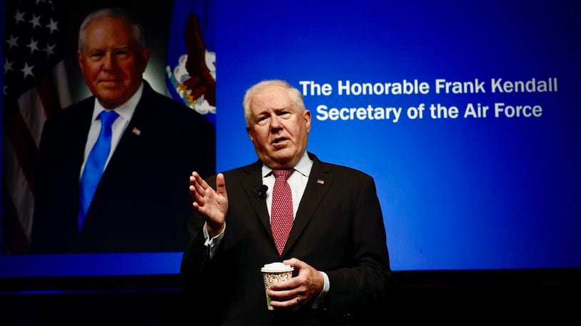 Air Force Secretary Frank Kendall delivers the Air Force Life Cycle Industry Days keynote Tuesday July 30, 2024 at the Dayton Convention Center. MARSHALL GORBY/STAFF