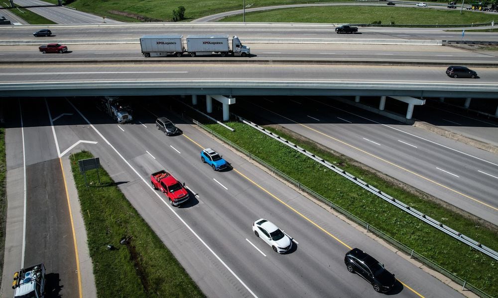 Motorists is moving along fine at the U.S. 35 and Interstate 675 interchange Thursday, May 16, 2024, but as Memorial Day weekend gets closer, traffic is expected to pick-up on all Ohio highways. This year marks the second highest number of travel by motor vehicle in Ohio for the holiday weekend at 1.5 million people going by car, up 3.4% compared to 2023. JIM NOELKER/STAFF