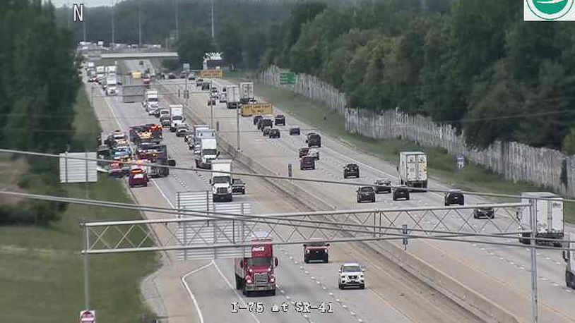 Southbound Interstate 75 was partly closed north of state Route 41 after a crash where a semi truck rolled over Friday afternoon