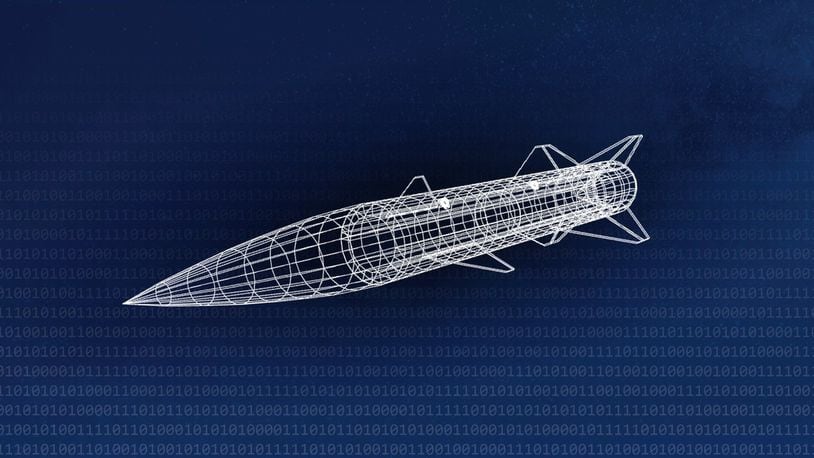 A visual representation of a digital twin. A digital twin is a virtual representation of an instance of a physical object that shares data with its physical twin throughout the system lifecycle. (U.S. Air Force illustration/Chris Quinlan and John James)