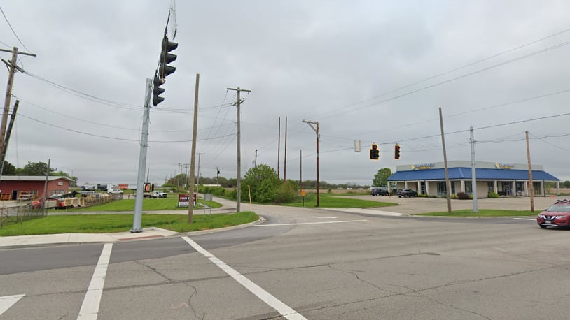 The intersection of Kessler-Cowlesville Road and County Road 25A. Four Start Tool (left) and Knickerbocker Pools (right) are set to be demolished, with gas stations planned in their place. Google Image