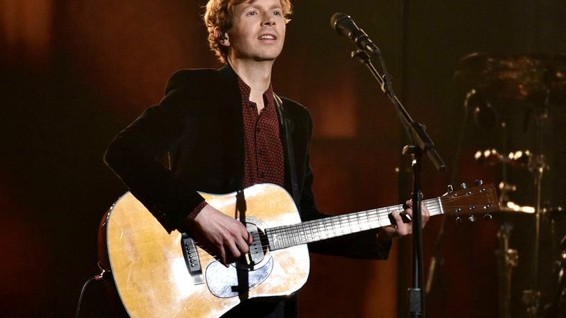 FILE - Beck performs at the 57th annual Grammy Awards in Los Angeles on Feb. 8, 2015. Beck will perform at The Hollywood Bowl this Saturday as part of his summer orchestral tour. (Photo by John Shearer/Invision/AP, File)